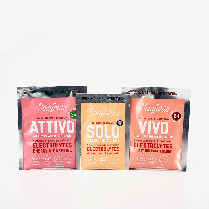 Veloforte: Hydration Mixed Powder Pack // Attivo – Solo – Vivo